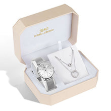 Load image into Gallery viewer, IBSO Brand Women Watch Set Silver Earring Necklace Set Female Jewelry Set Fashion Creative Crystal Quartz Watch Lady's Gift