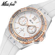 Load image into Gallery viewer, MISSFOX Watches Women Geneva Fashion Ladies Watch Luxury Diamond White Rubber Band Female Quartz Wristwatch Xfcs 2019 The New