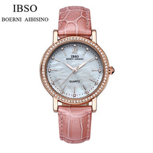 Load image into Gallery viewer, IBSO Brand Fashion Woman Watches Leather Strap Watch Women Luxury Crystal Diamond 2018 Quartz Wristwatches Montre Femme