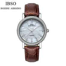 Load image into Gallery viewer, IBSO Brand Fashion Woman Watches Leather Strap Watch Women Luxury Crystal Diamond 2018 Quartz Wristwatches Montre Femme
