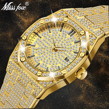 Load image into Gallery viewer, MISSFOX Watch Women Watches Luxury Brand 2019 18K Gold Watch Fashion Calender Lady Diamond Watch Female Quartz Wristwatches Hour